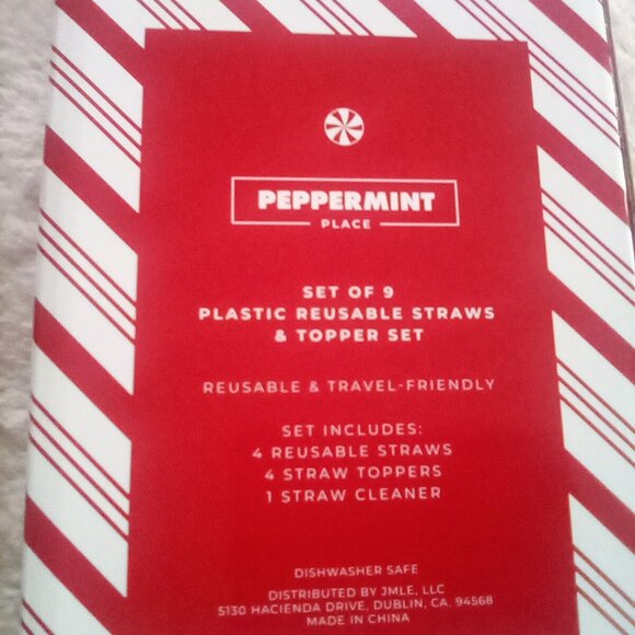 🎀Set of 9 Plastic Reusable CHRISTMAS Straws & Toppers🎀 - Picture 4 of 7